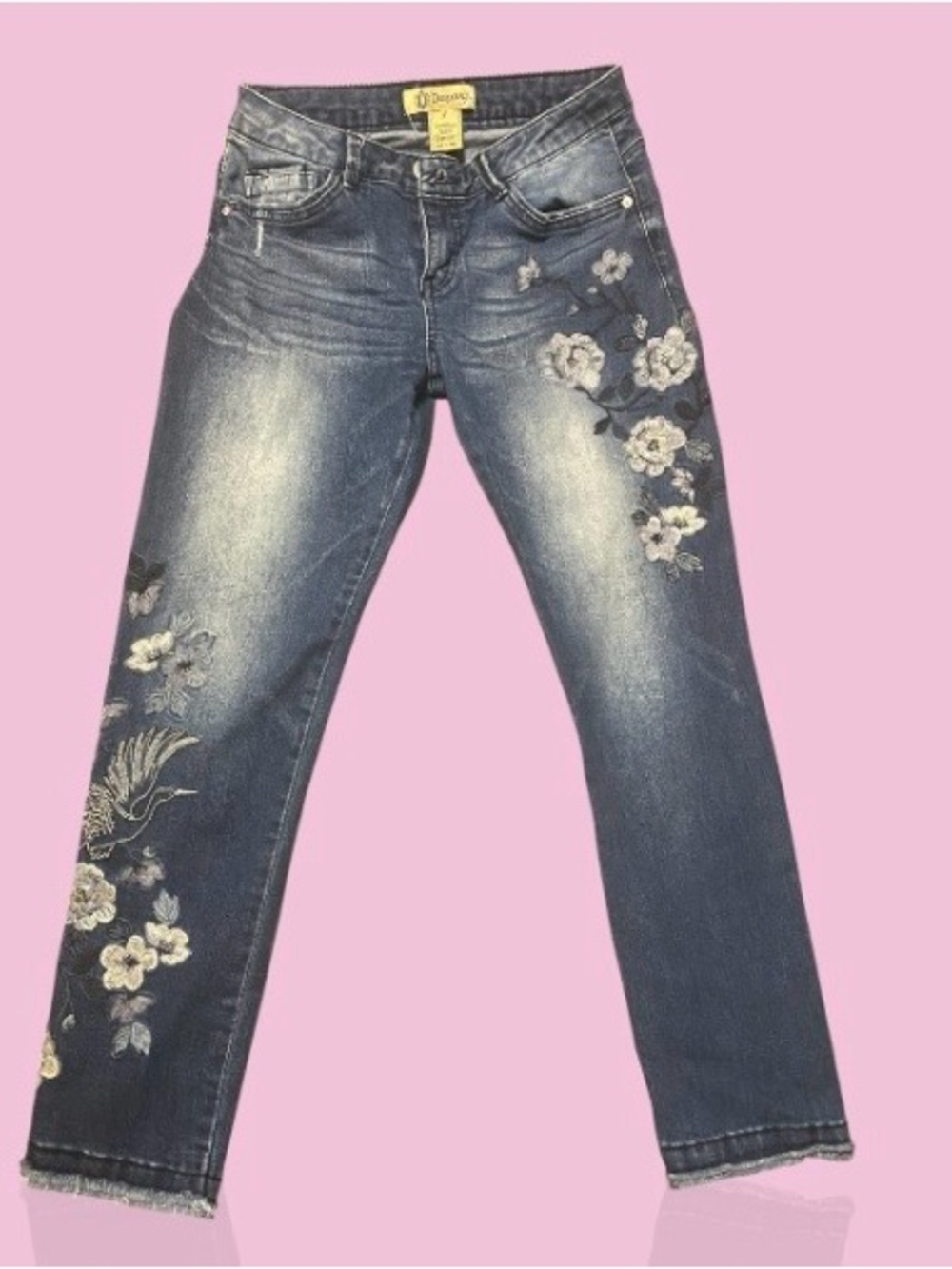 Democracy Floral Embroidered Skinny Jeans - Blue - Picture 6 of 8